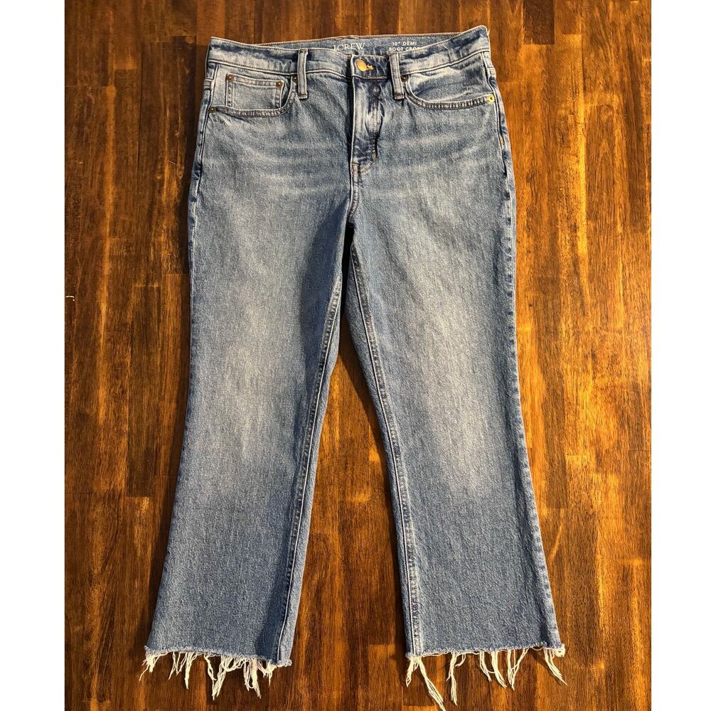 J Crew Women’s 29 x 23 Jeans Demi Boot Crop Denim High Rise Raw Hem Ankle